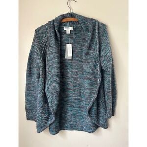 SOLD  Christopher & Banks Petite Cardigan Sweater Open Front Multicolored Knit